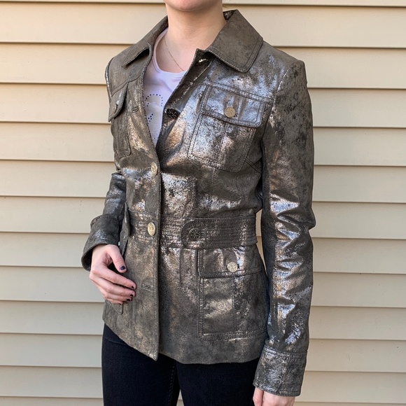 Tory Burch Jackets & Blazers - Tory Burch Sgt. Pepper Silver Leather Jacket